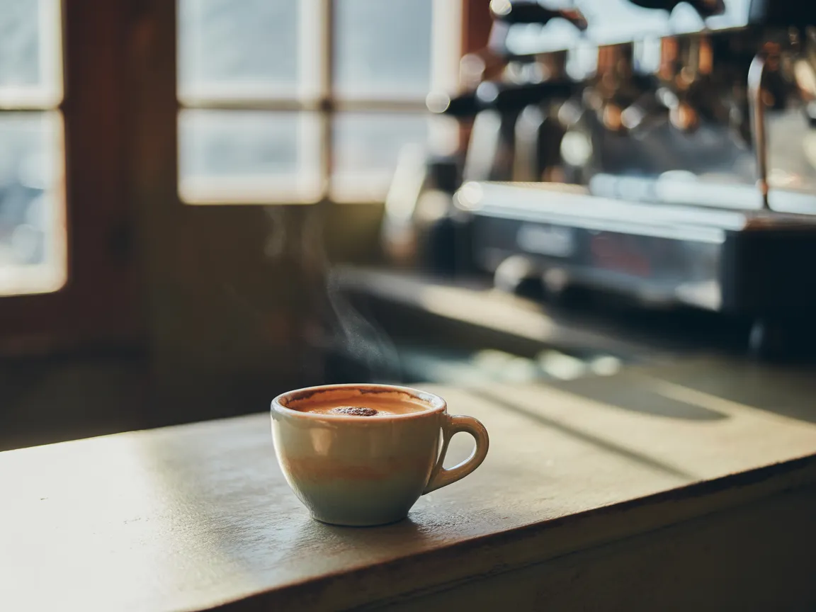 Tasse de café espresso préparé avec soin
